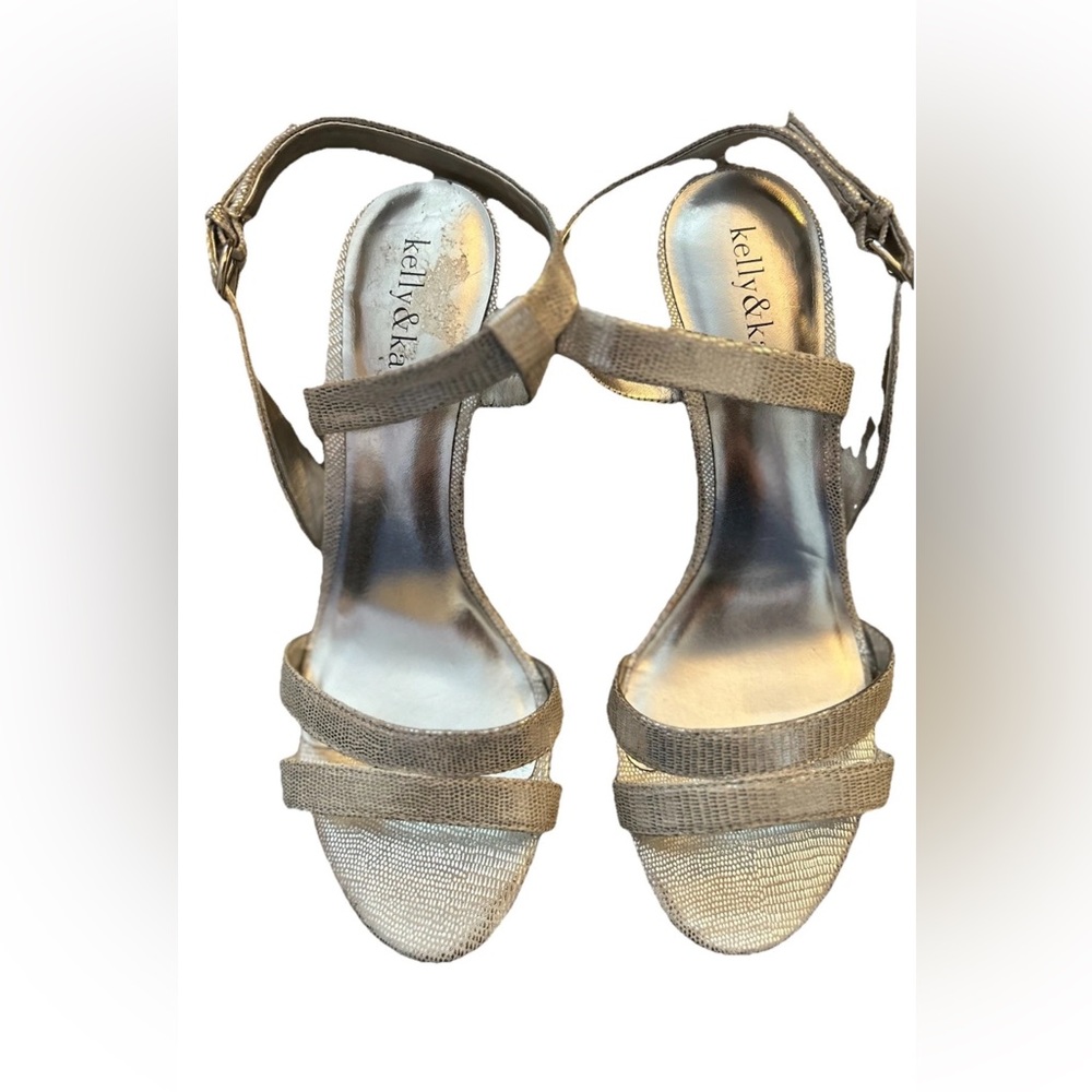 Kelly & Katie Shimmery Silver High Heel Strappy Sandals Size 8
